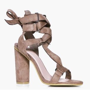 Boohoo Ellie Ribbon Wrap Heels